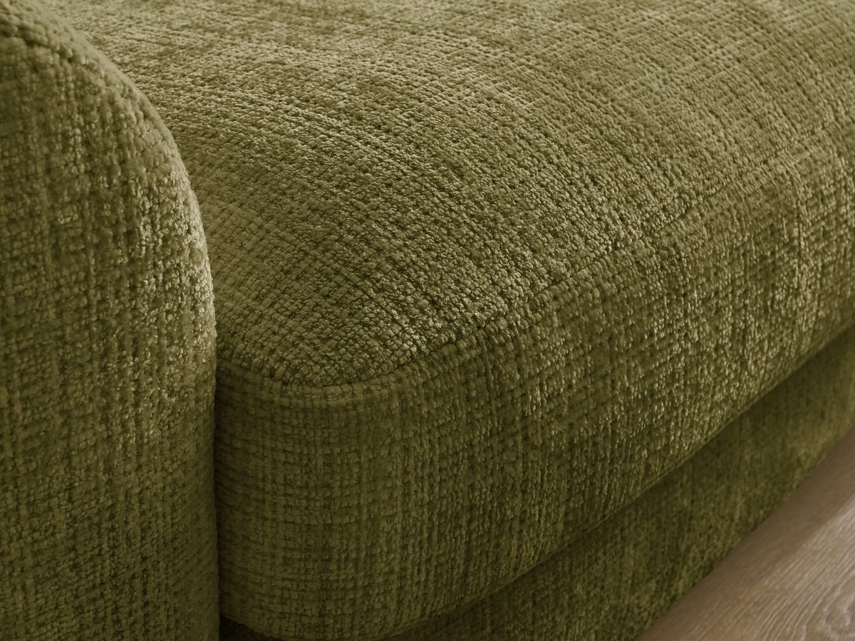 Canapé droit fixe LEONORE tissu texturé avec pouf