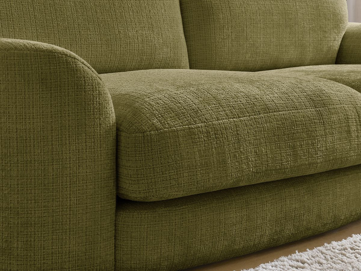 Canapé droit fixe LEONORE tissu texturé avec pouf