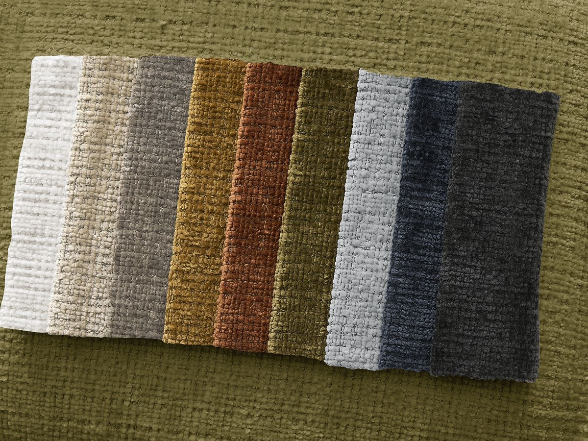 Canapé droit fixe LEONORE tissu texturé avec pouf