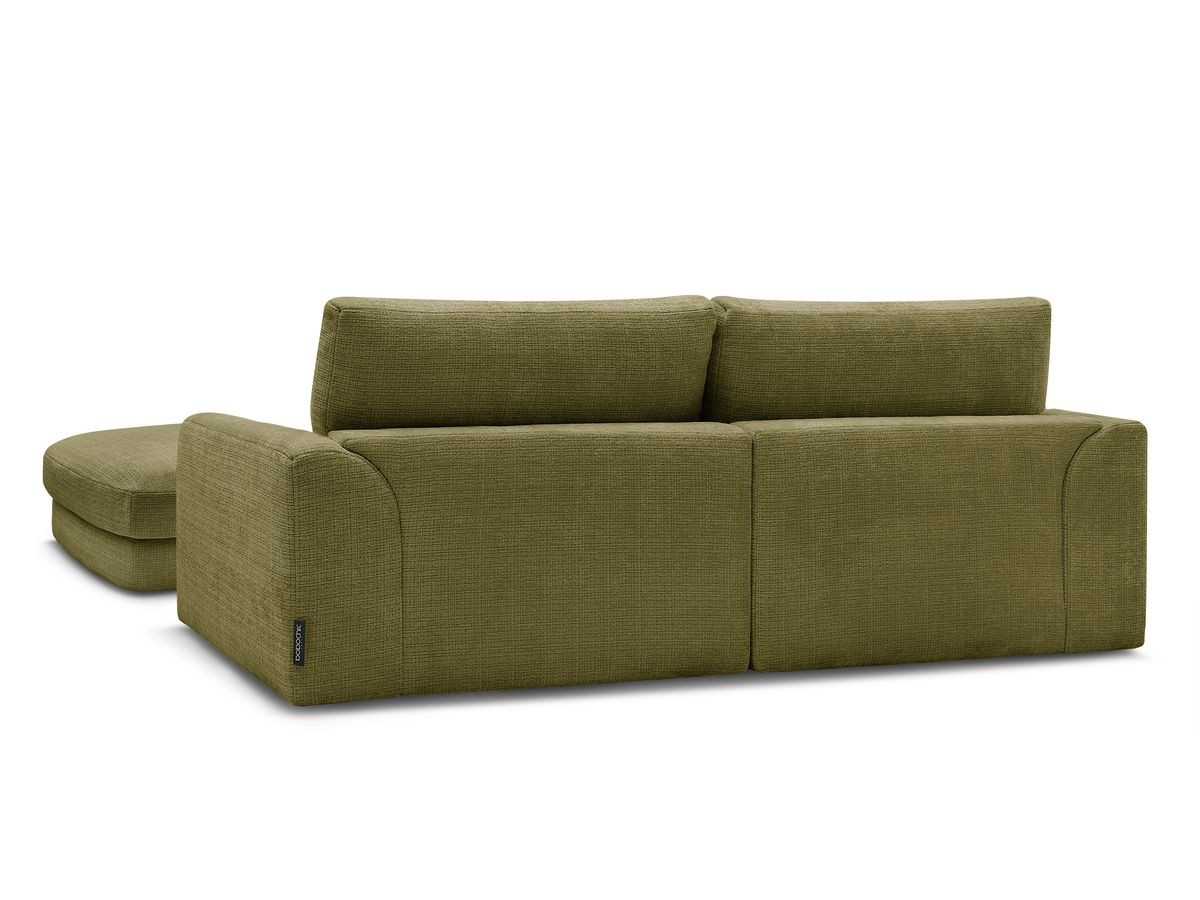 Canapé droit fixe LEONORE tissu texturé avec pouf