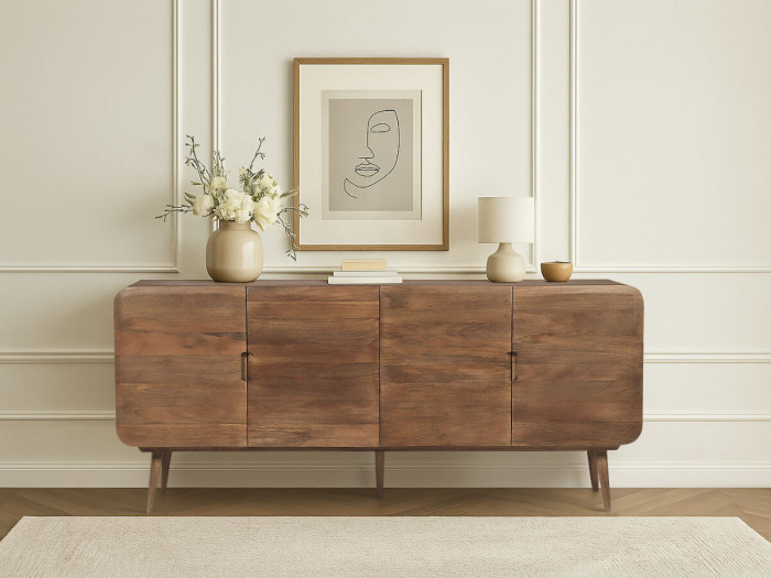 Buffet 3 portes 180 cm BRUNE bois massif de manguier