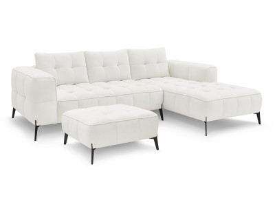 Canapé d'angle fixe ANIS tissu texturé avec pouf