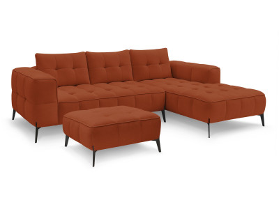 Canapé d'angle fixe ANIS tissu texturé avec pouf