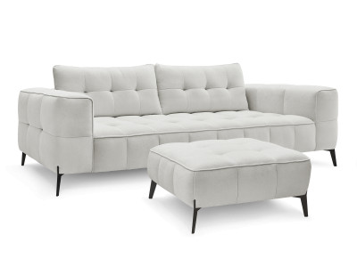 Canapé droit fixe 3 places ANIS tissu texturé avec pouf
