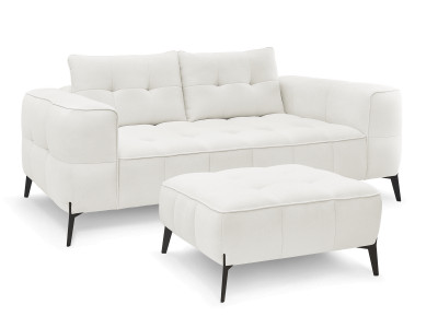 Canapé droit fixe 2 places ANIS tissu texturé avec pouf