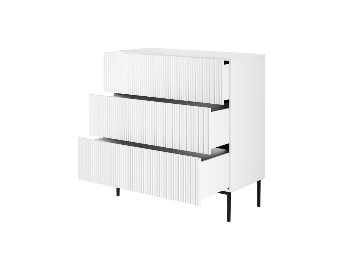 Commode KASHA 3 tiroirs pieds noir blanc — vue 6