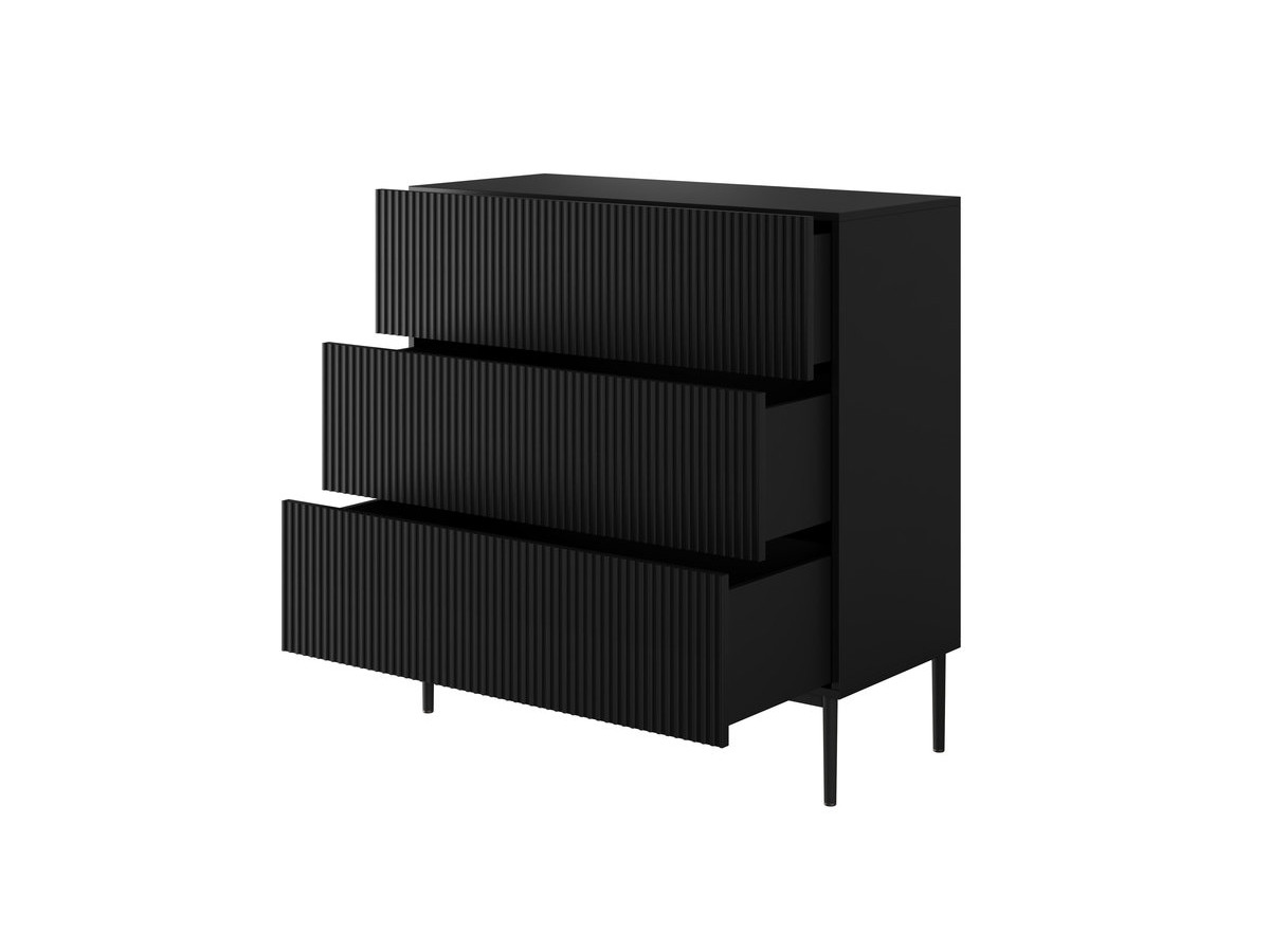 Commode KASHA 3 tiroirs pieds noir noir — vue 6