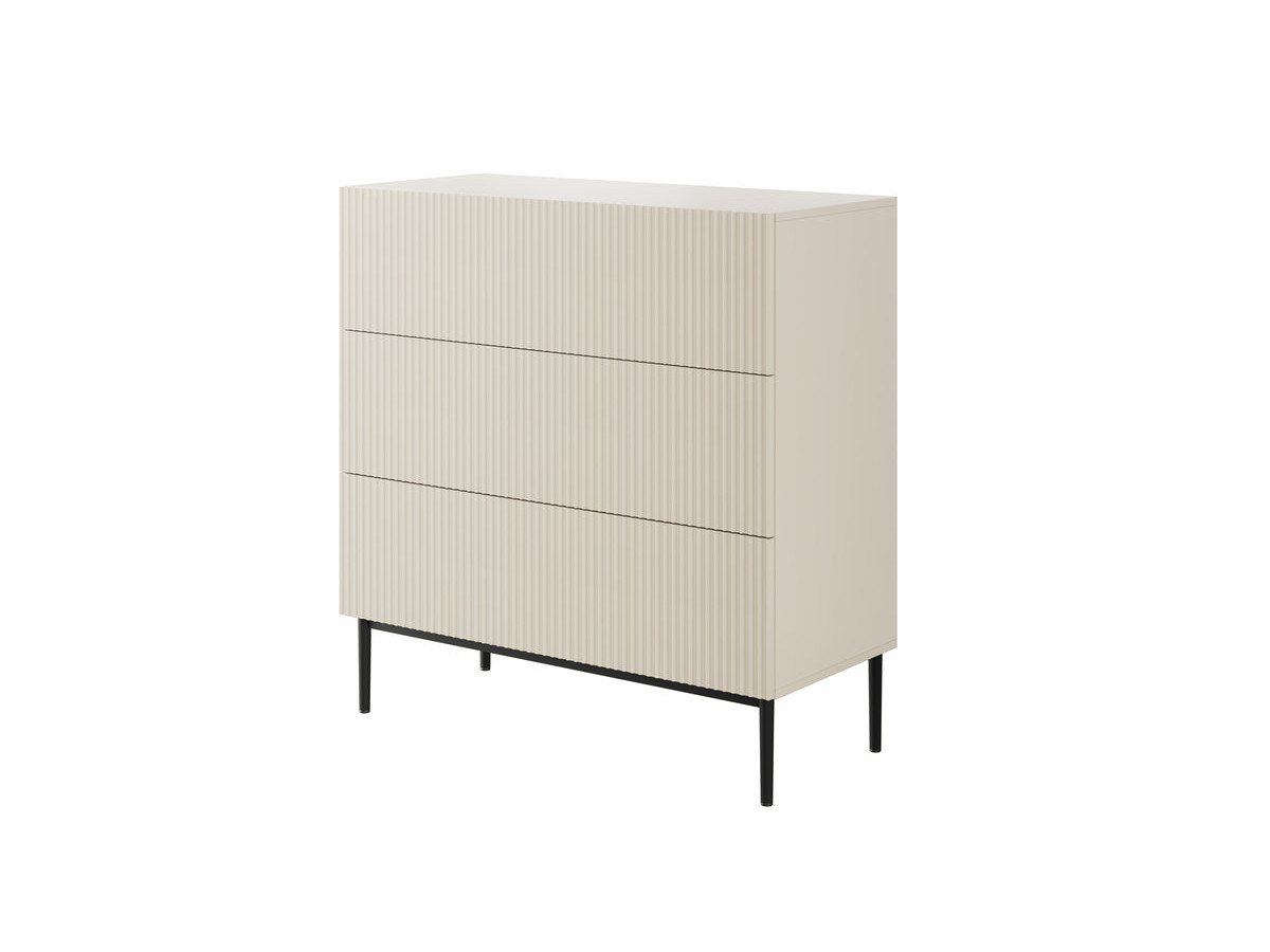 kasha ladekast met 3 zwarte lades gekleurd beige
