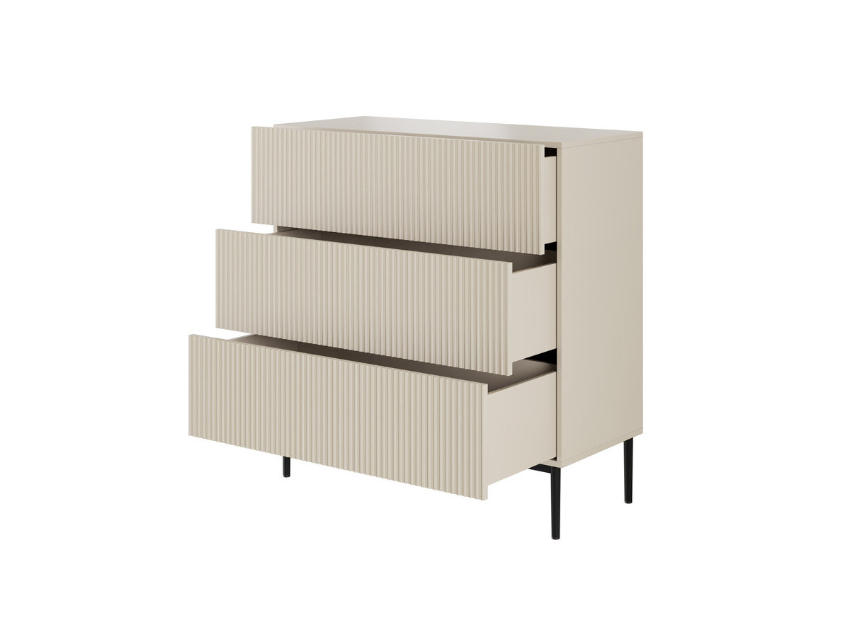 Commode KASHA 3 tiroirs pieds noir beige — vue 6