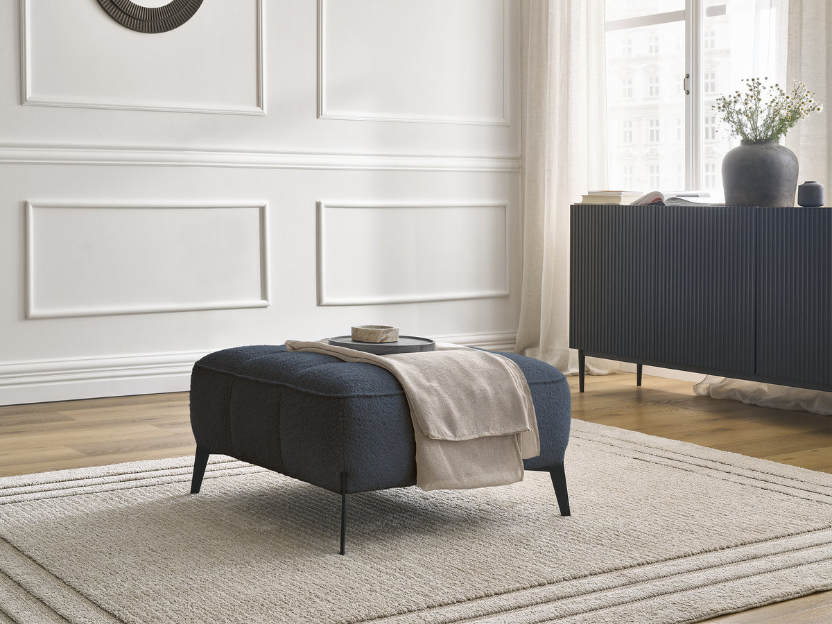 Pouf ANIS bouclette bleu foncé