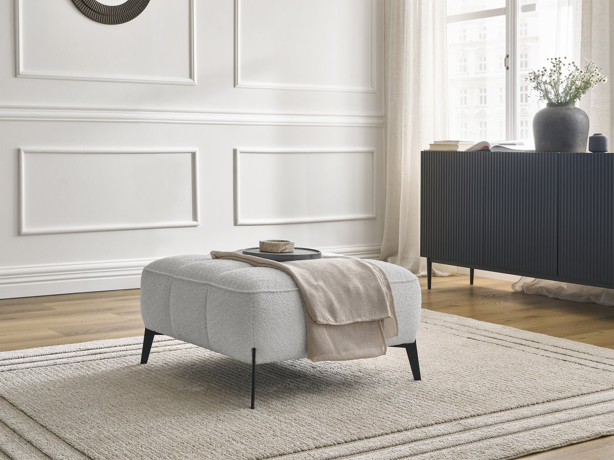 Pouf ANIS bouclette gris clair