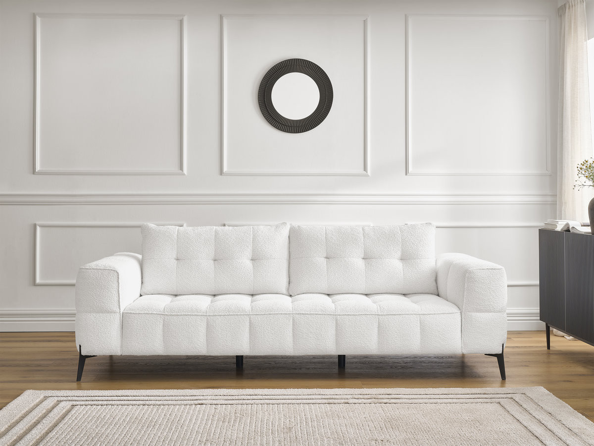 Canapé droit 3 places ANIS bouclette blanc — vue 5