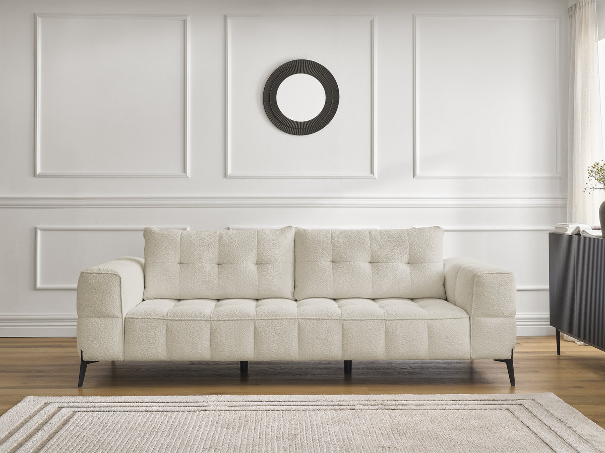 Canapé droit 3 places ANIS bouclette beige — vue 5