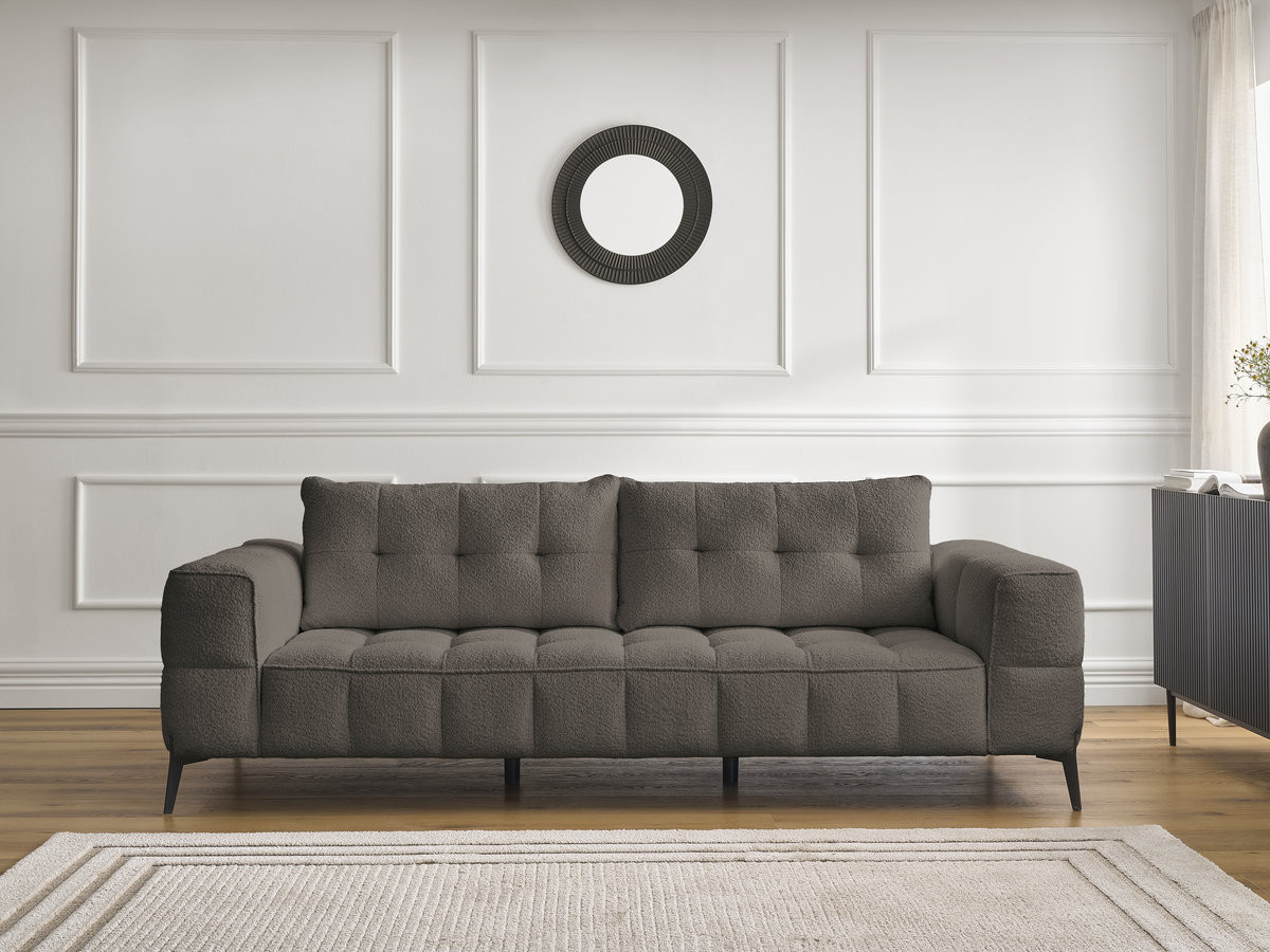 Canapé droit 3 places ANIS bouclette marron — vue 5