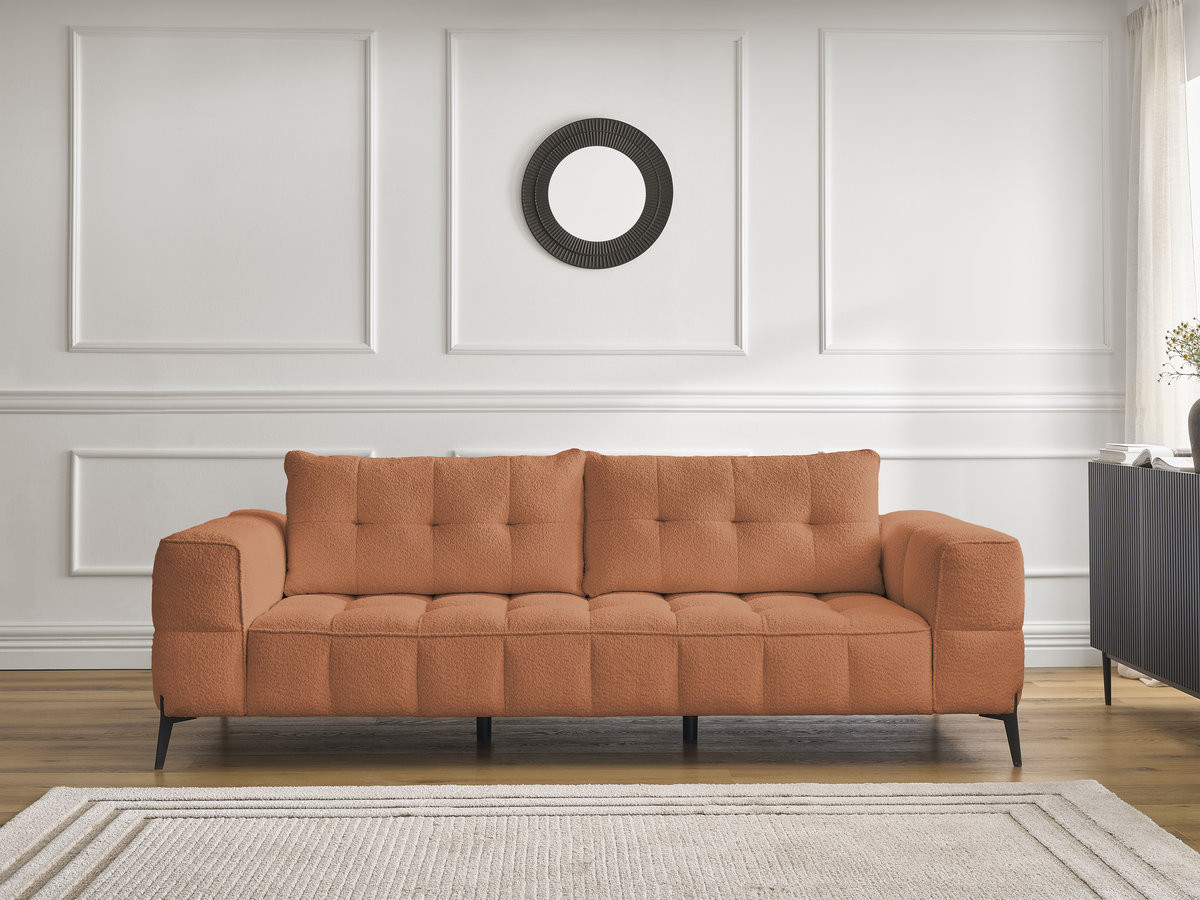 Canapé droit 3 places ANIS bouclette orange — vue 5
