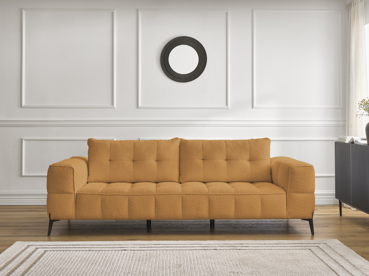 Canapé droit 3 places ANIS bouclette jaune — vue 5