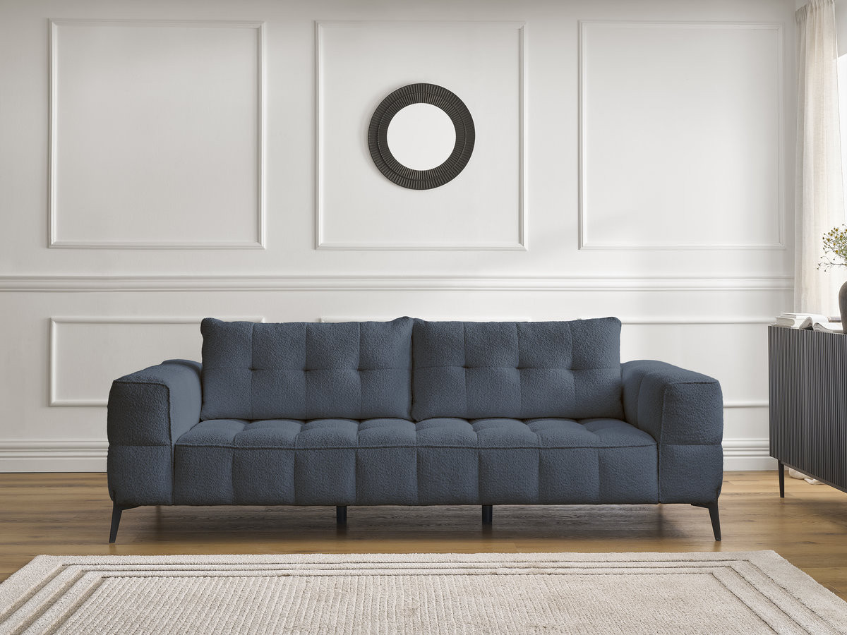 Canapé droit 3 places ANIS bouclette bleu foncé — vue 5