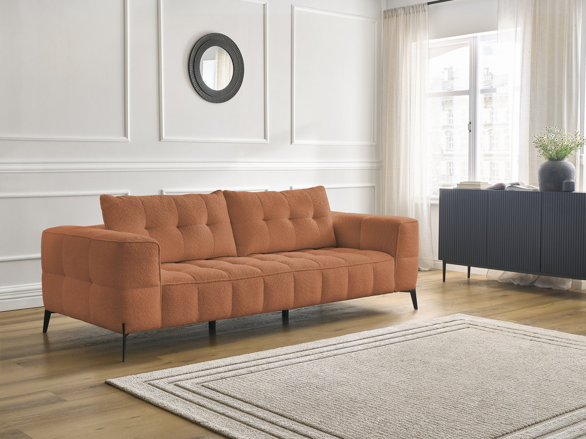 Canapé droit 3 places ANIS bouclette orange — vue 6