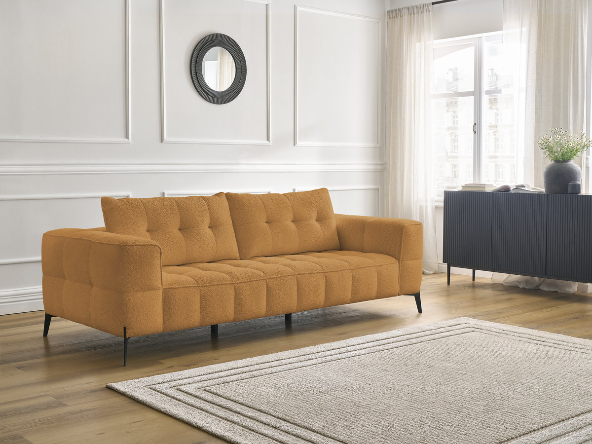 Canapé droit 3 places ANIS bouclette jaune — vue 6