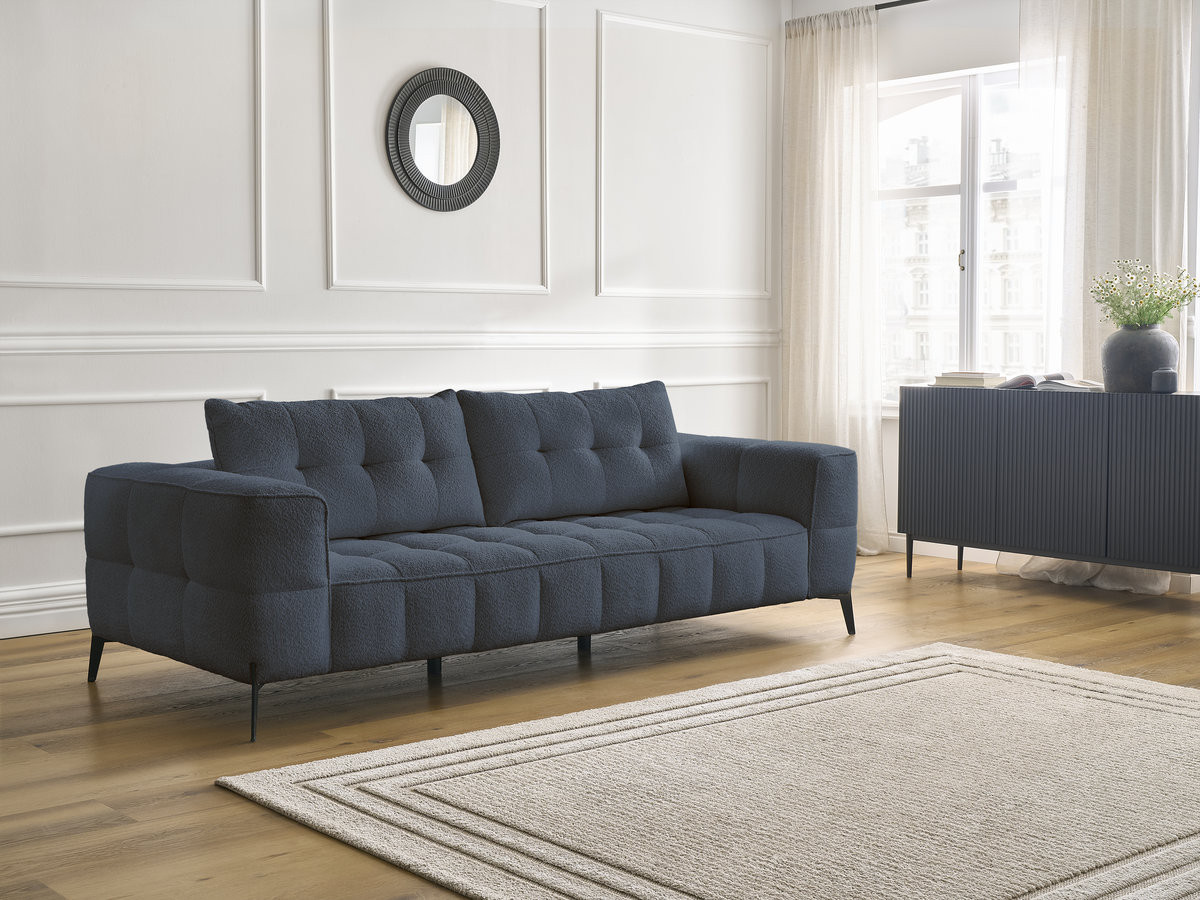 Canapé droit 3 places ANIS bouclette bleu foncé — vue 6