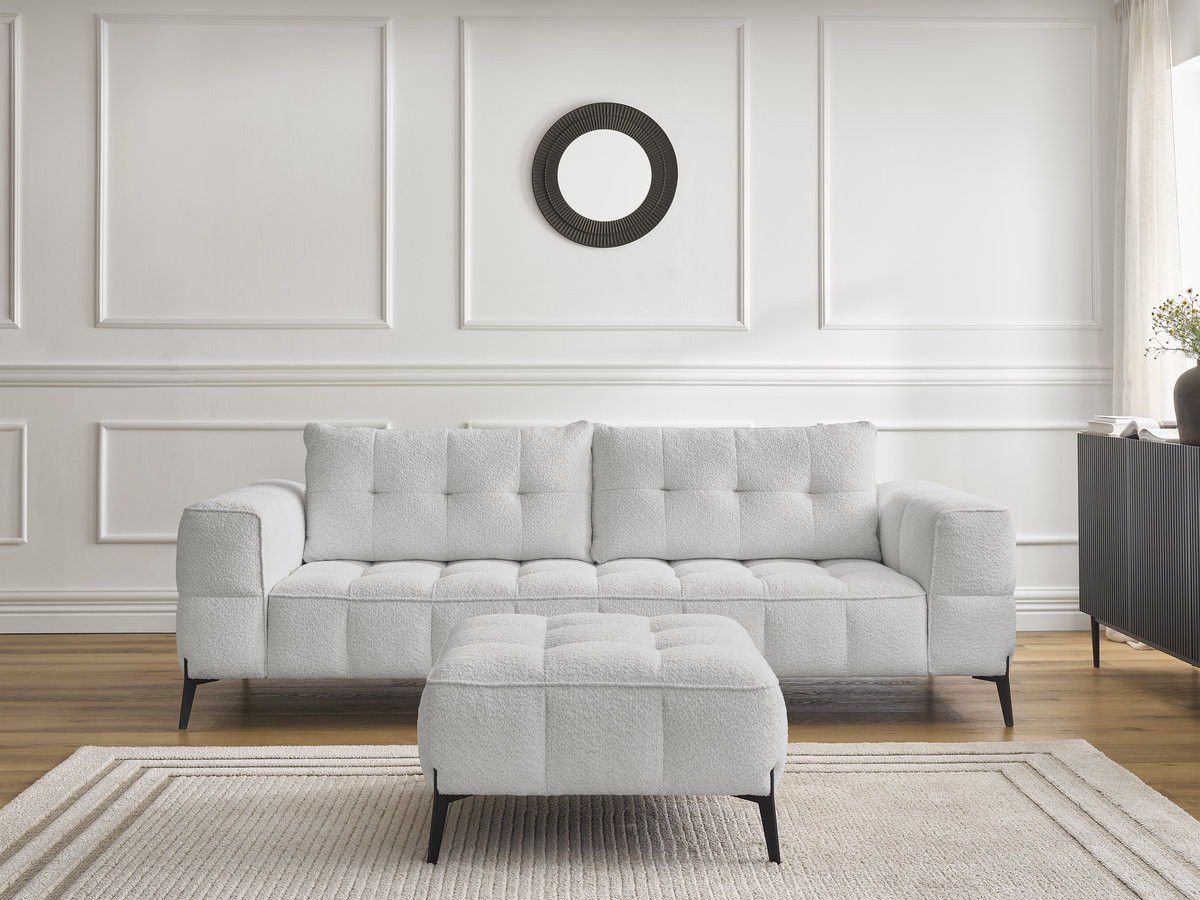 Canapé droit 3 places ANIS bouclette avec pouf gris clair — vue 4