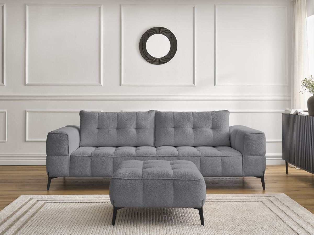 Canapé droit 3 places ANIS bouclette avec pouf gris foncé — vue 4