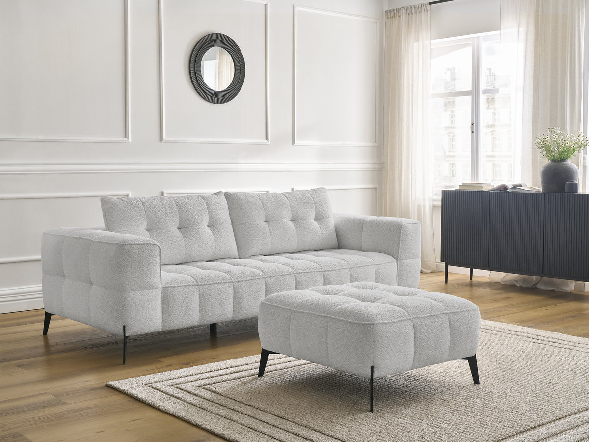 Canapé droit 3 places ANIS bouclette avec pouf gris clair — vue 5