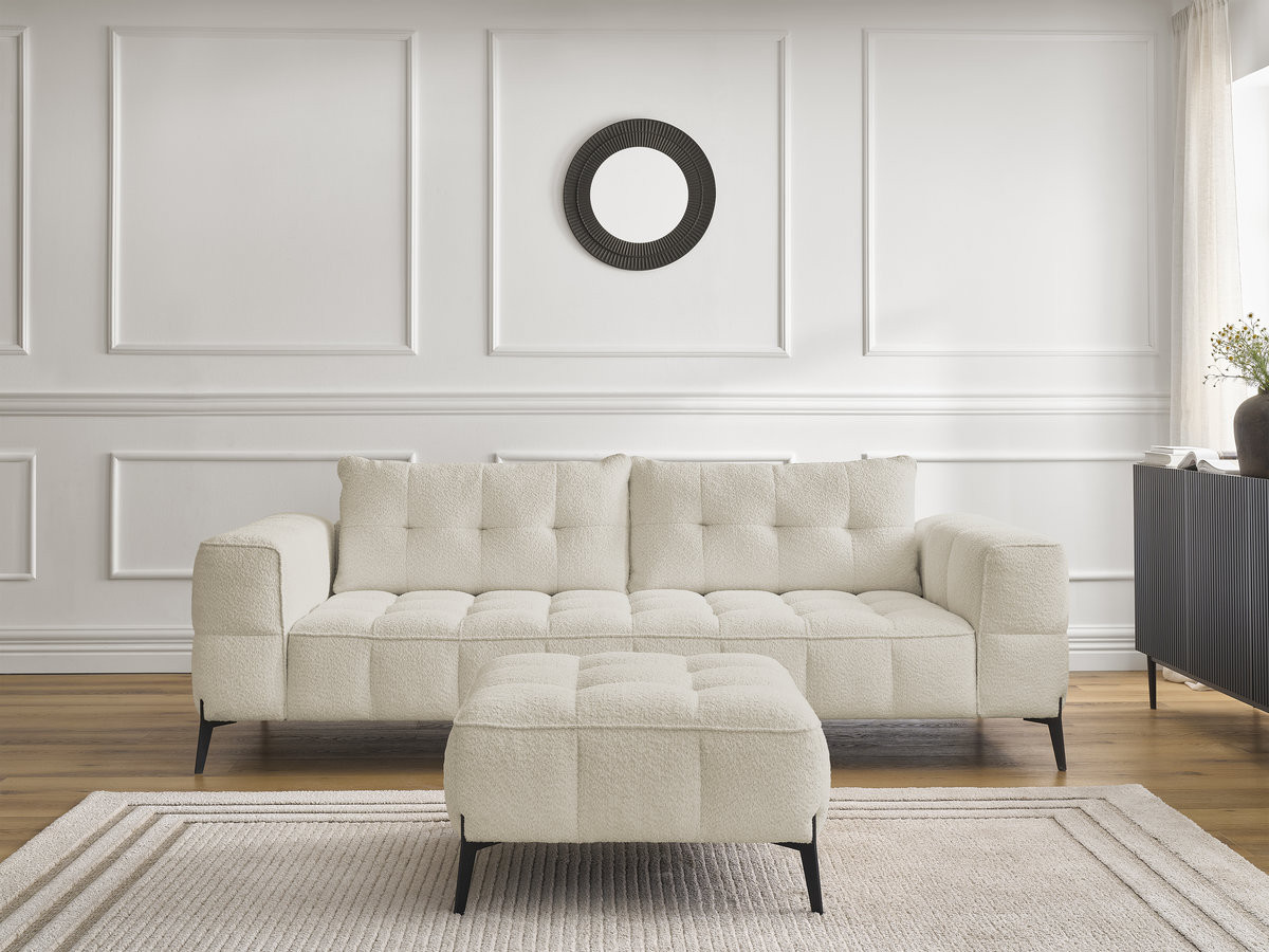 Canapé droit 3 places ANIS bouclette avec pouf beige — vue 6