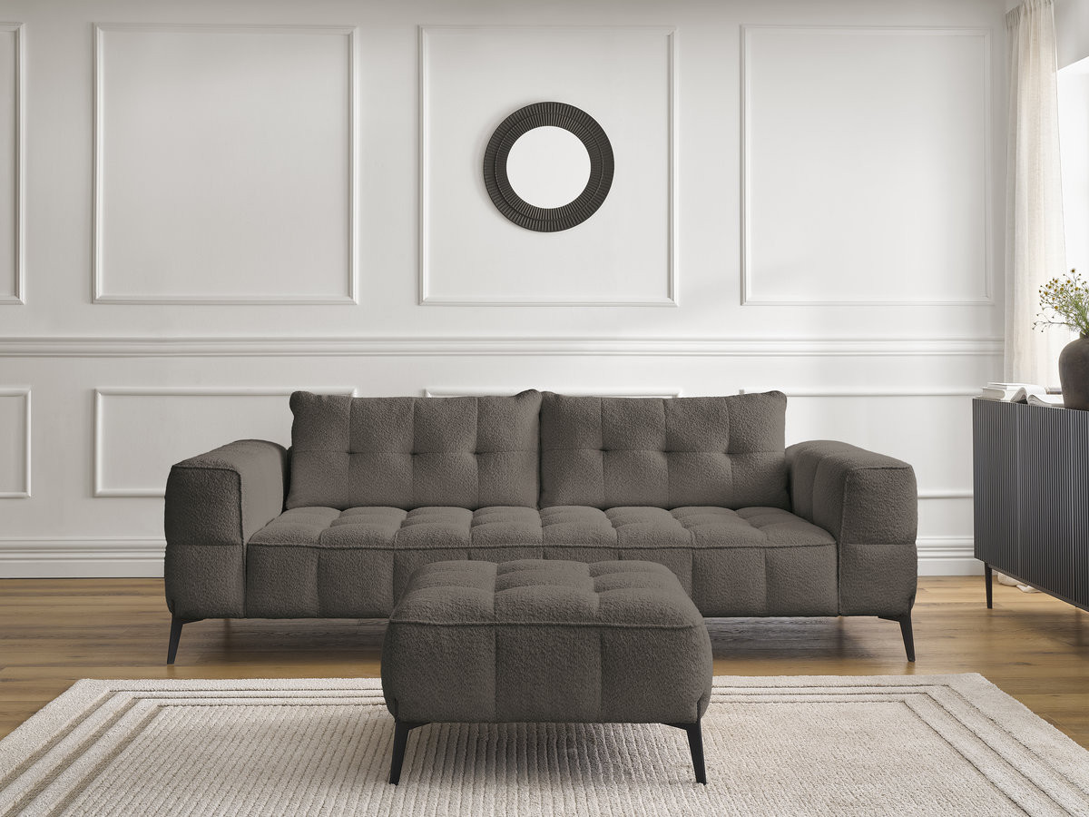 Canapé droit 3 places ANIS bouclette avec pouf marron — vue 6