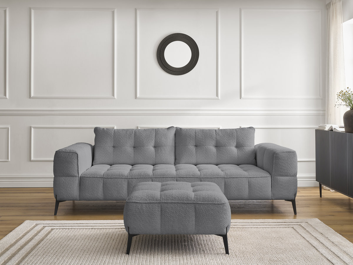 Canapé droit 3 places ANIS bouclette avec pouf gris foncé — vue 6