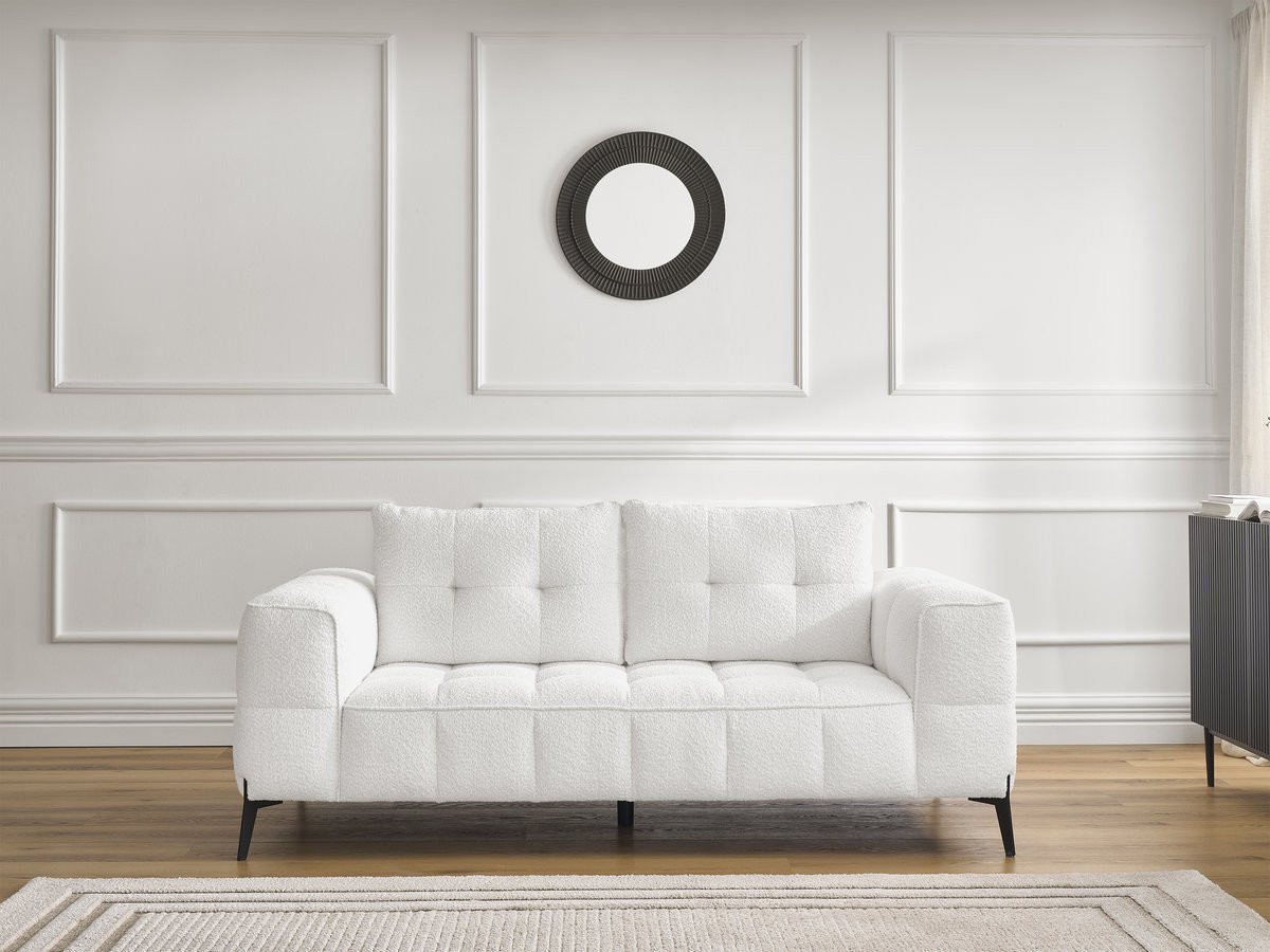 Canapé droit 2 places ANIS bouclette blanc — vue 4