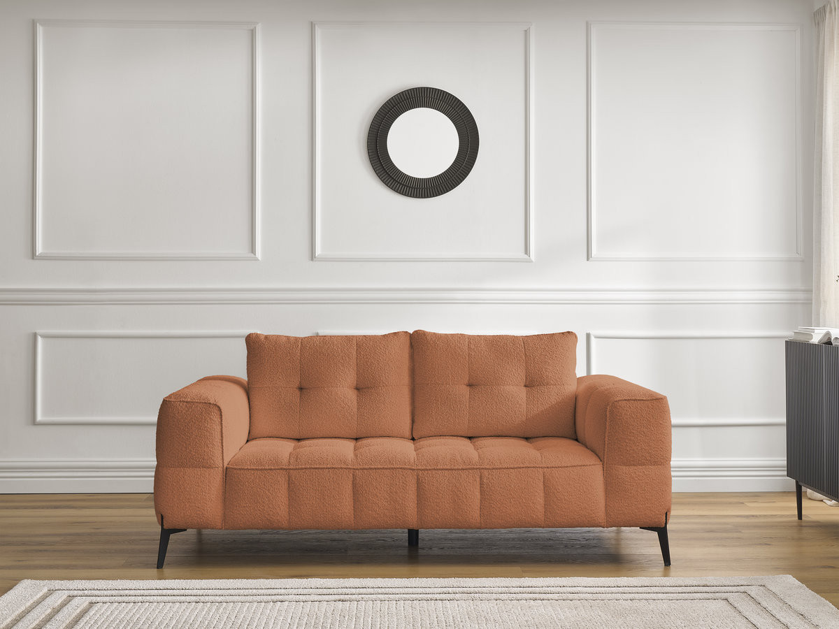 Canapé droit 2 places ANIS bouclette orange — vue 4