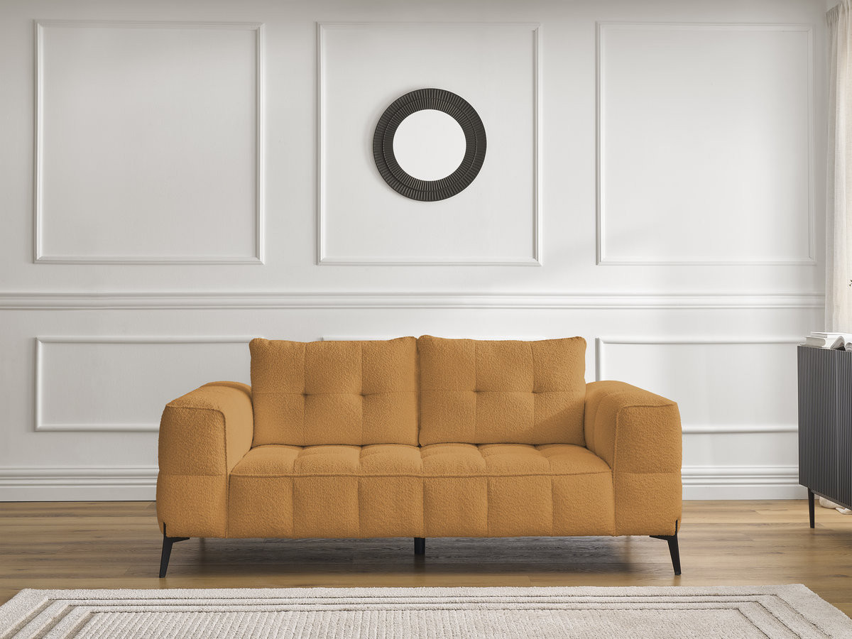 Canapé droit 2 places ANIS bouclette jaune — vue 4