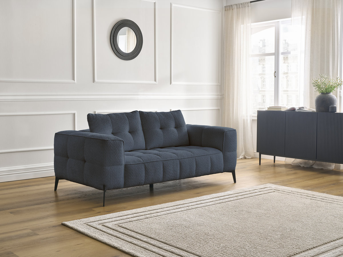 Canapé droit 2 places ANIS bouclette bleu foncé — vue 5