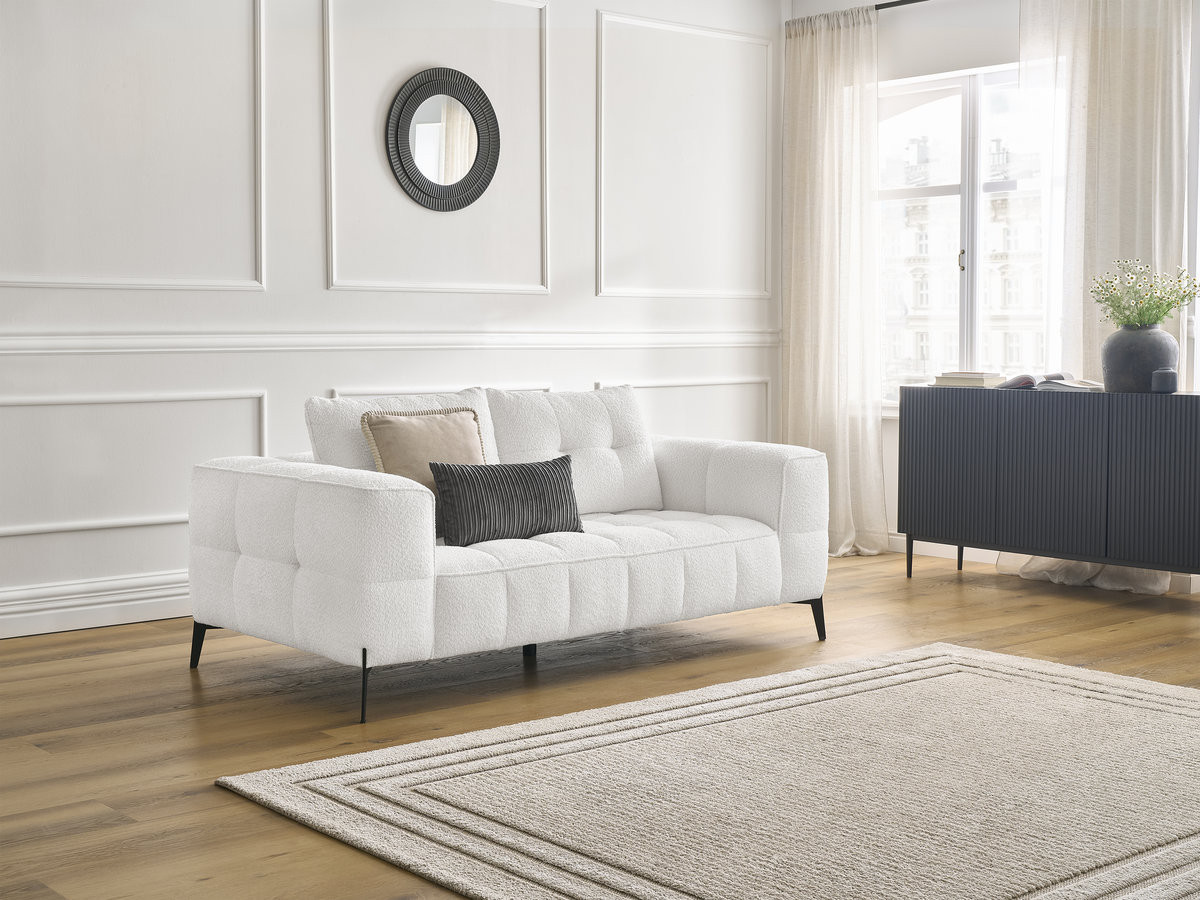 Canapé droit 2 places ANIS bouclette blanc