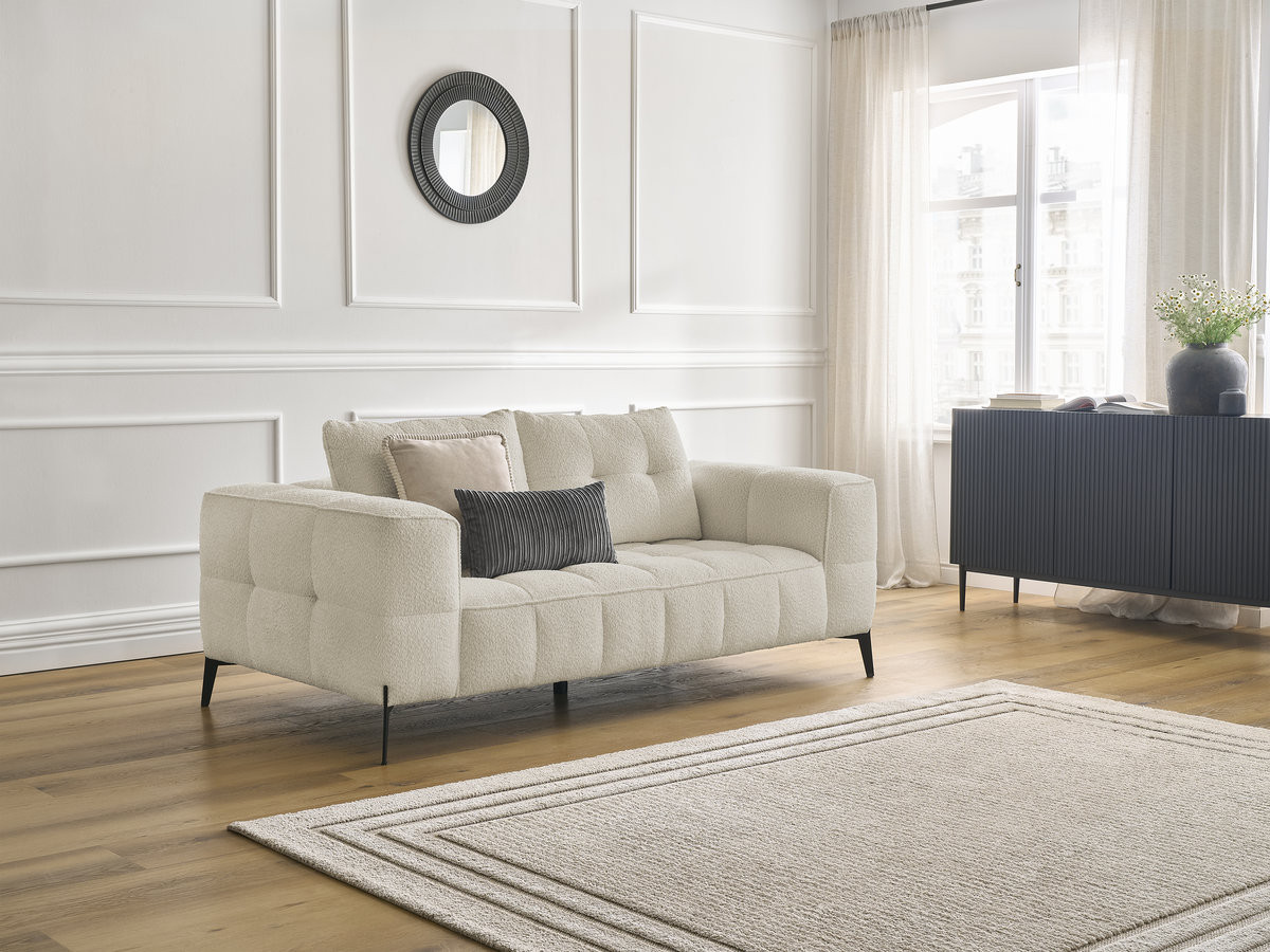 Canapé droit 2 places ANIS bouclette beige