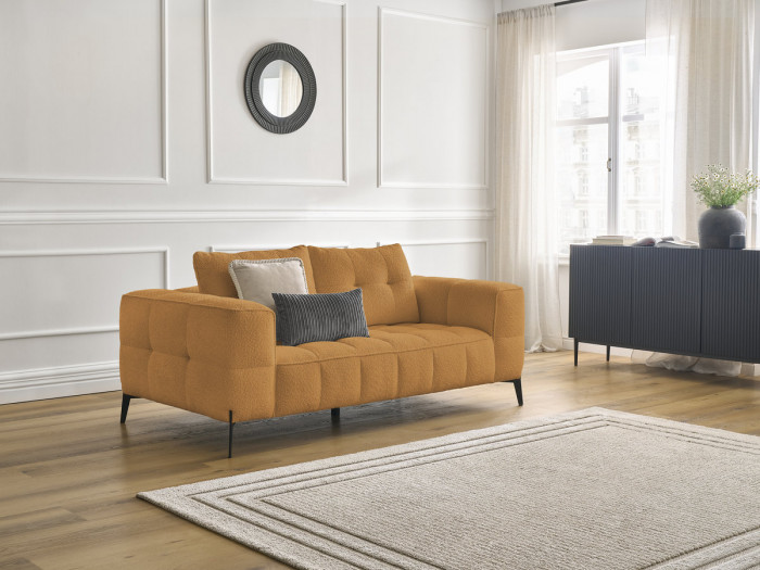 Canapé droit fixe 2 places ANIS tissu bouclette