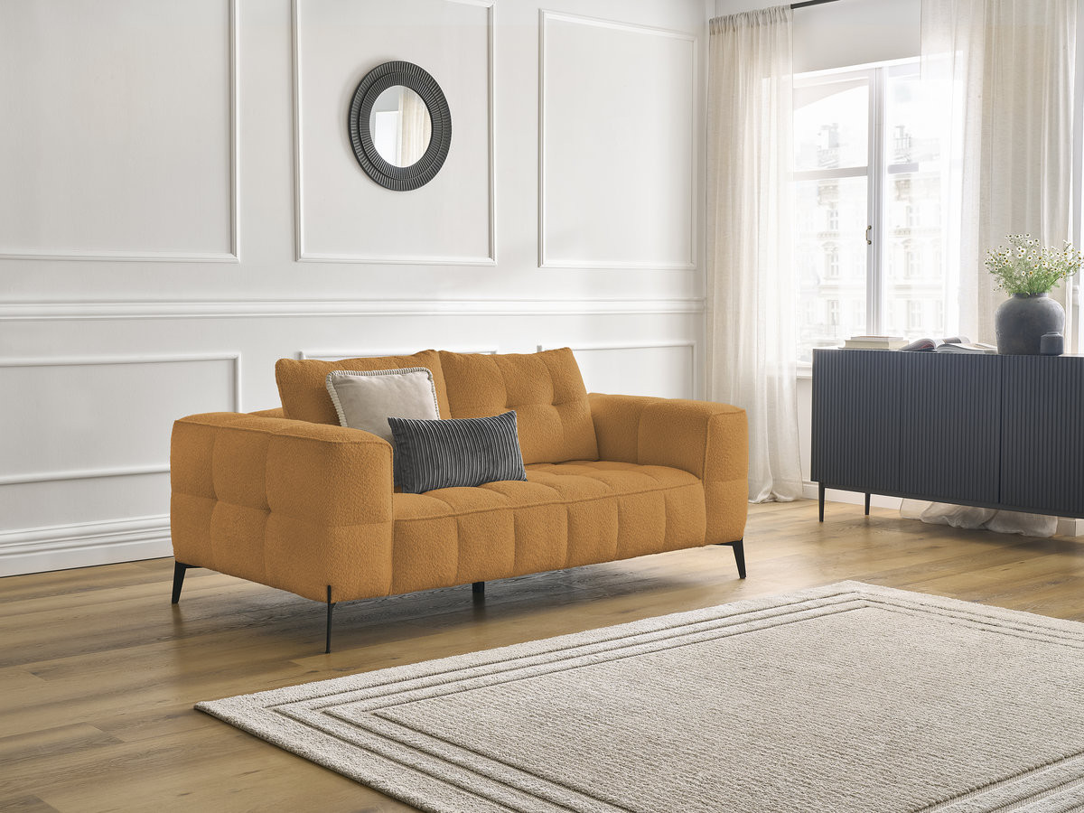 Canapé droit 2 places ANIS bouclette jaune