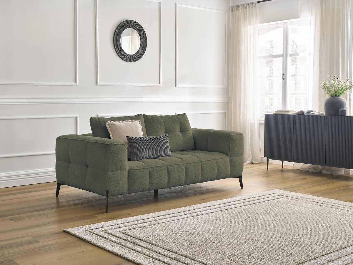 Canapé droit 2 places ANIS bouclette vert