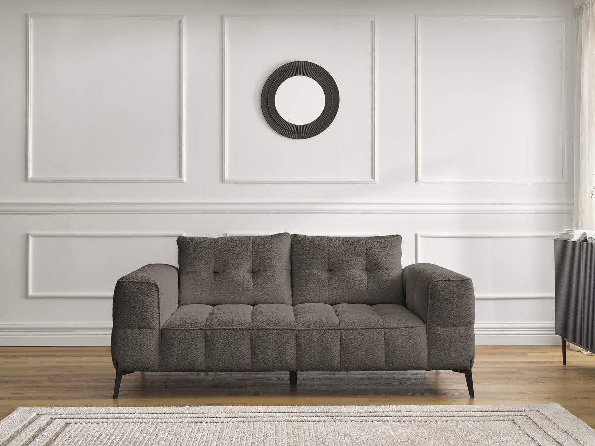 Canapé droit 2 places ANIS bouclette marron — vue 6