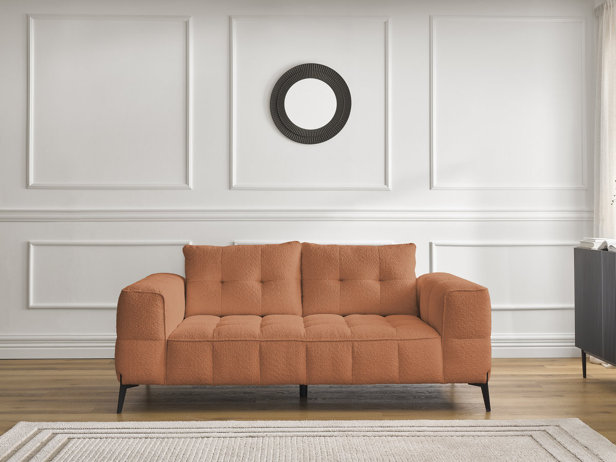 Canapé droit 2 places ANIS bouclette orange — vue 6