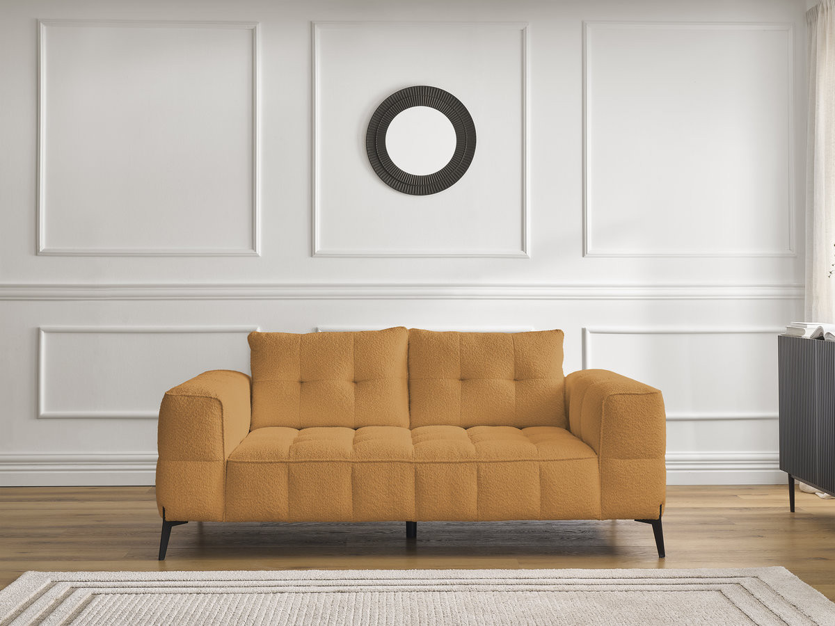 Canapé droit 2 places ANIS bouclette jaune — vue 6