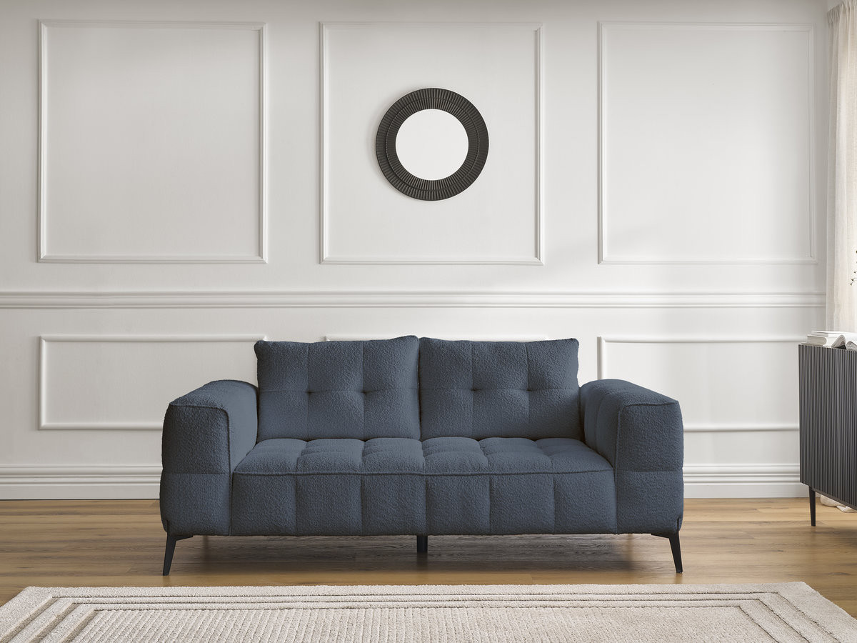 Canapé droit 2 places ANIS bouclette bleu foncé — vue 6