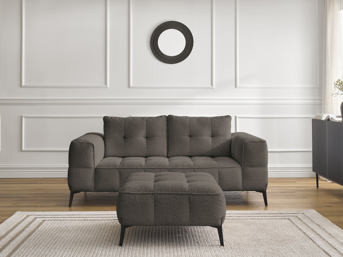 Canapé droit 2 places ANIS bouclette avec pouf marron — vue 4