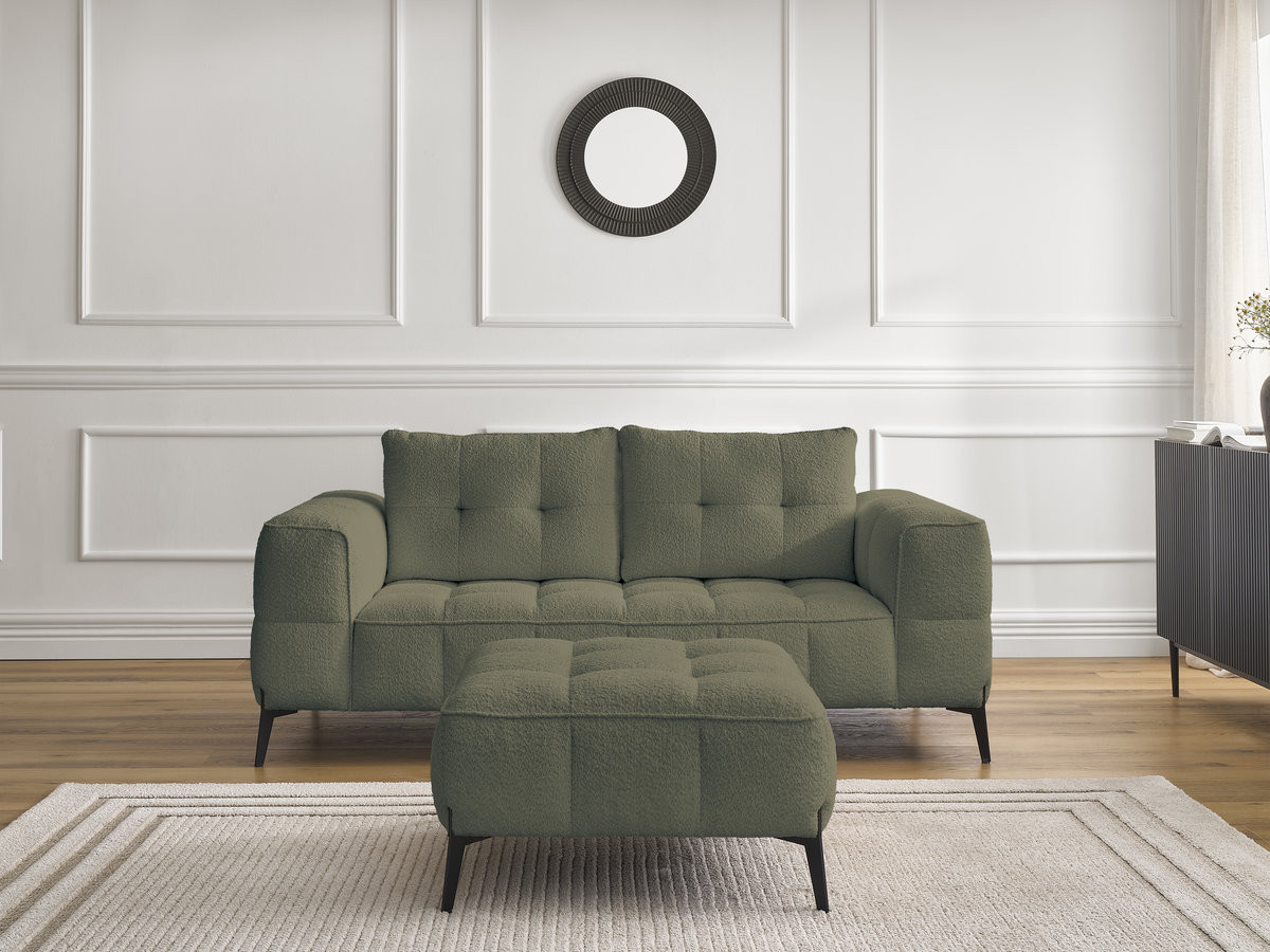 Canapé droit 2 places ANIS bouclette avec pouf vert — vue 4