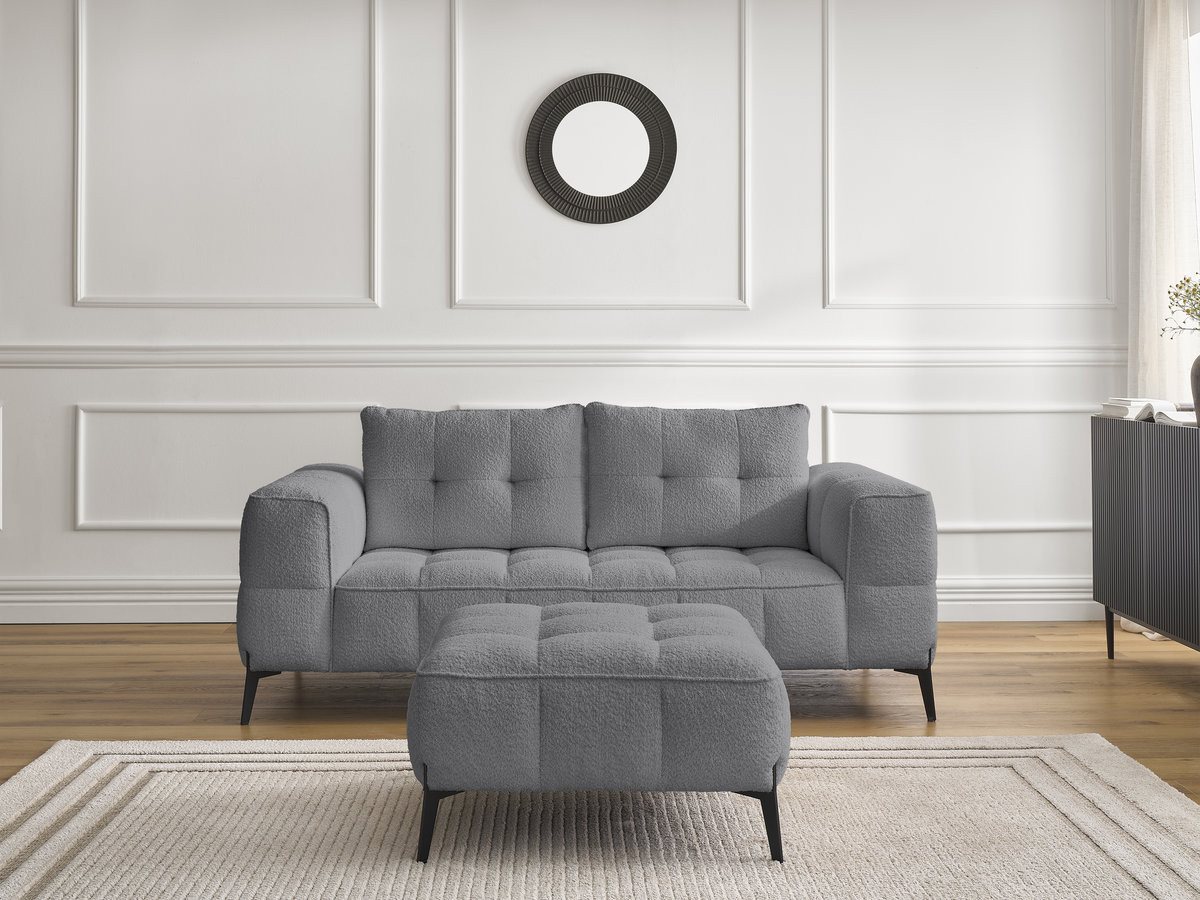Canapé droit 2 places ANIS bouclette avec pouf gris foncé — vue 4