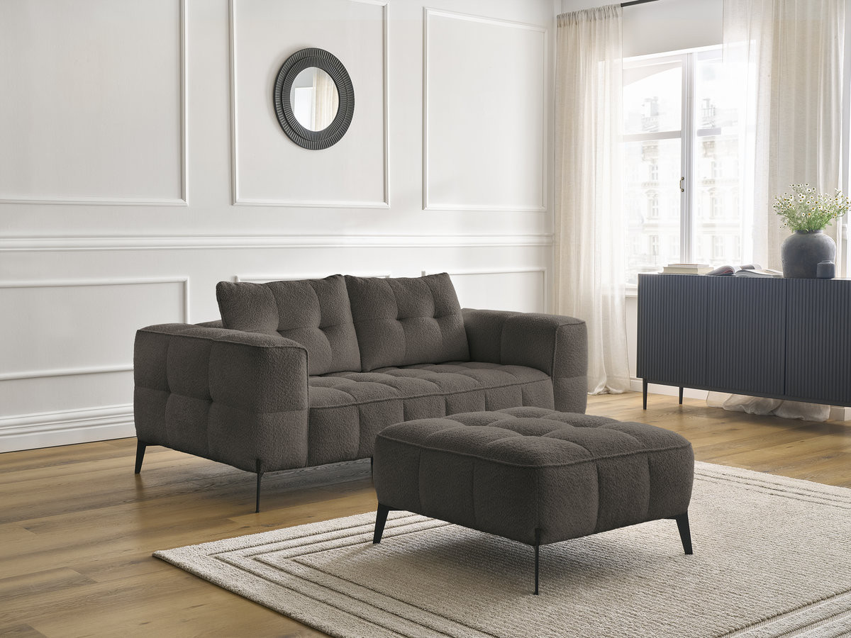 Canapé droit 2 places ANIS bouclette avec pouf marron — vue 5