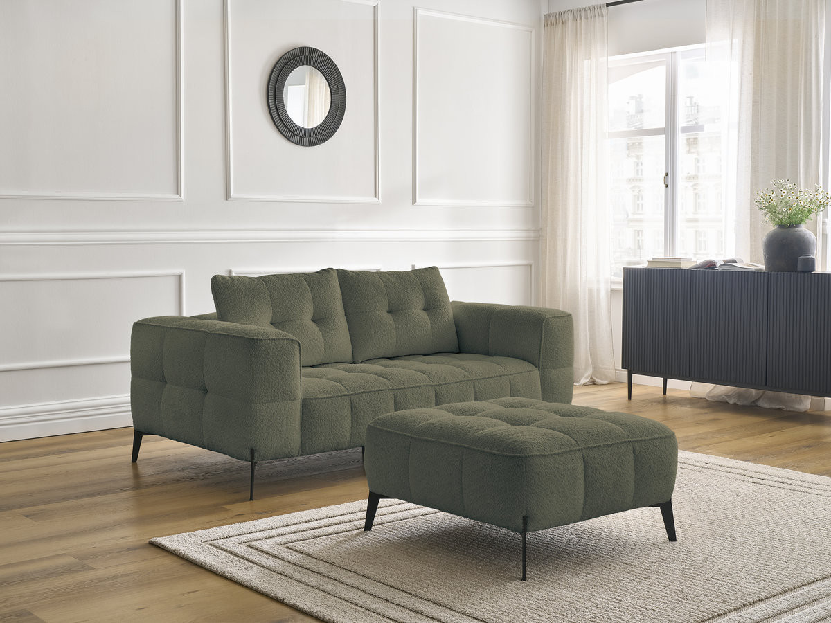 Canapé droit 2 places ANIS bouclette avec pouf vert — vue 5