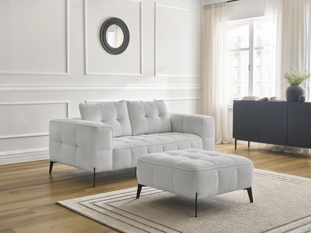 Canapé droit 2 places ANIS bouclette avec pouf gris clair — vue 5