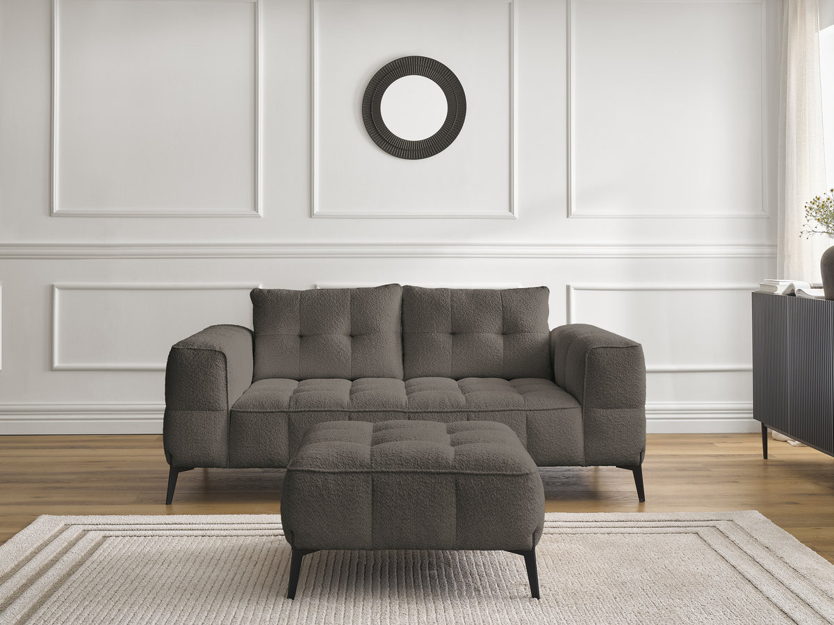 Canapé droit 2 places ANIS bouclette avec pouf marron — vue 6